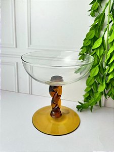 Taça Vidro Transparente e Laranja 270ml