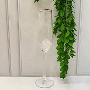 Taça Champanhe Cristal Chumbo Ouro