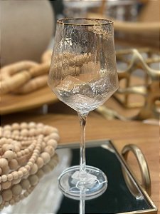 Taça Vinho Cristal Chumbo Ouro