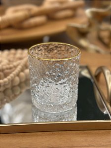 Copo Whisky Cristal Martelado Ouro