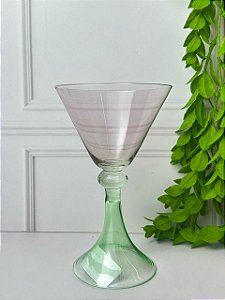 Taça de Vidro Rosa e Verde 150ml