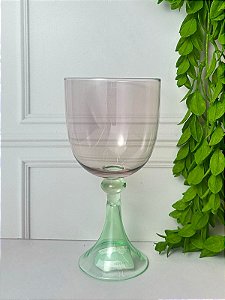 Taça de Vidro Rosa e Verde 360ml