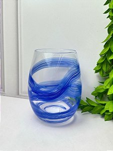 Copo Vidro Transparente e Azul