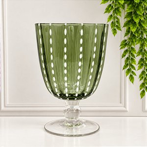 Taça Vidro Verde c/ pontilhado Branco