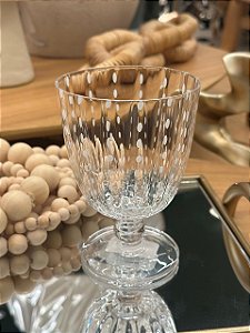 Taça Vidro Transparente c/ Detalhe Branco