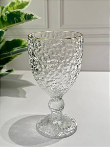 Taça Água Cristal Martelado Ouro