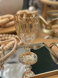 Taça Água Vidro Diamond Ambar