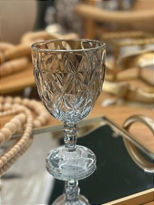 Taça Água Vidro Diamond Cinza