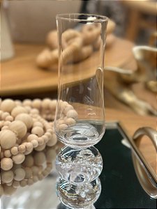 Taça Vidro Transparente Haste Bolha 220ml
