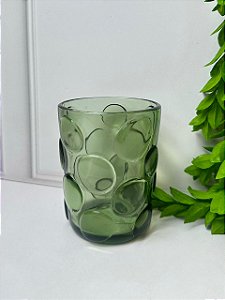 Copo Vidro Textura Bolha Verde