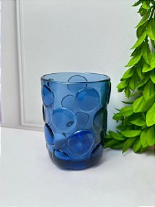 Copo Vidro Textura Bolha Azul 300ml