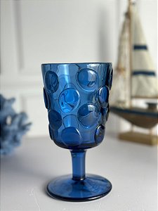 Taça Vidro Textura Bolha Azul