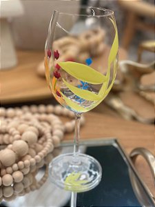 Taça Vinho Cristal  Folhas Amarelas