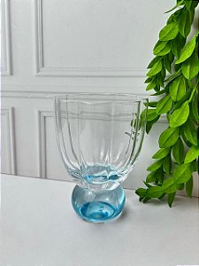 Taça Vidro Transparente Base Azul 250ml