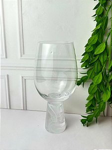 Taça Vidro Transparente Base Branca 400ml