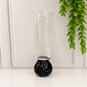 Taça Transparente Esfera Preta 250ml