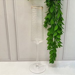 Taça Champanhe Cristal Ecológico Martelado Ouro 300ml