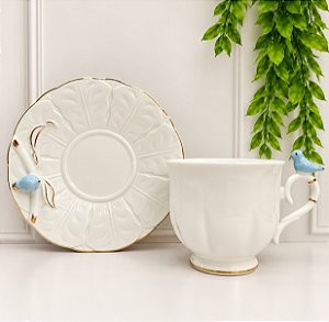 Xícara de Chá c/ Pires Porcelana Birds 200ml