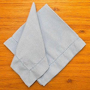 Guardanapo Linho Misto Ponto Ajour 45x45 Azul Bebê