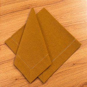 Guardanapo Linho Misto Ponto Ajour 45x45 Dourado