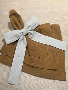 Guardanapo Linho Misto Ponto Ajour 45x45 Marrom