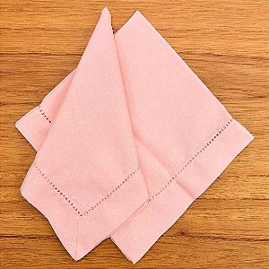 Guardanapo Linho Misto Ponto Ajour 45x45 Rosa Bebê