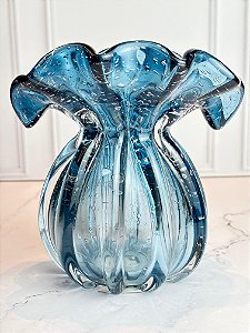Vaso de Vidro Italy Azul 17x16