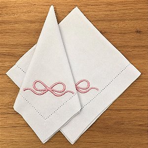 Guardanapo Bordado Laço Rosa