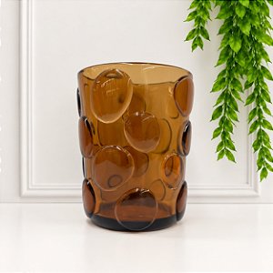 Copo Vidro Textura Bolhas Ambar 300ml