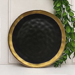 Prato Sobremesa Porcelana Preto Dubai 22cm