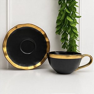 Xícara Café Porcelana Dubai 90ml Preto