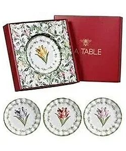 Jogo com 4 Pratos de Sobremesa Tulipas Coloridas