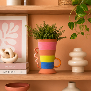 Vaso c/ Alça Cordel - 21x27x13 cm - Terracota