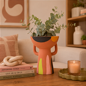 Vaso c/ Alça Cordel - 21x27x13 Terracota