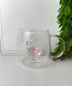 Caneca Borossilicato 3D 350ml - Flamingo