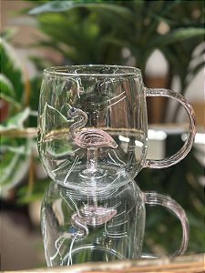 Caneca Borossilicato 3D 350ml - Flamingo