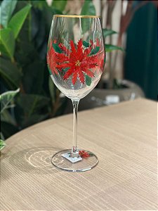 Taça Vidro Flor Vermelha