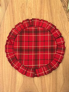 Americano Natal Babado Dupla Face Xadrez vermelho