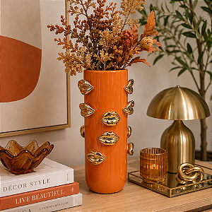Vaso Cêramica Boquinha Laranja