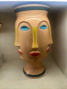 Vaso Cêramica Rosto Rosa 1684