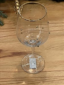 Taça Vidro Vinho Balls Fio Ouro 350 ml