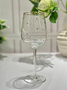 Taça Vidro Vinho Balls Fio Ouro 350 ml