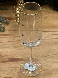 Taça Vidro Champagne Balls Fio Ouro 220 ml