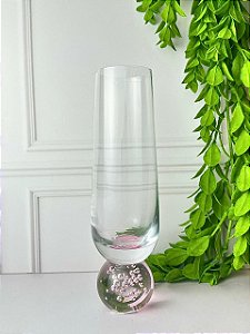 Taça Champanhe vidro orbe rose