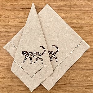 Guardanapo bordado onça 45x45