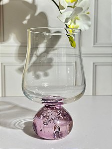 Taça vidro base esfera rosa 440 ml