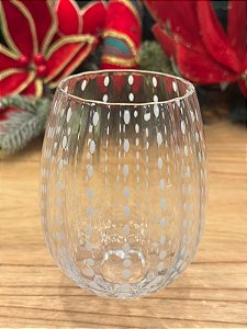 Copo vidro transparente c/ pontilhado branco