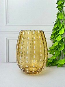 Copo vidro âmbar c/ pontilhado branco