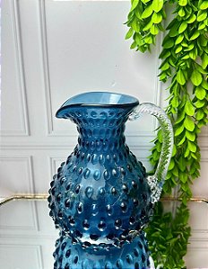 Jarra vidro azul relevo 1700 ml