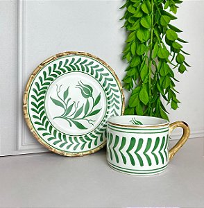 Xícara de chá Colorful Handmade verde